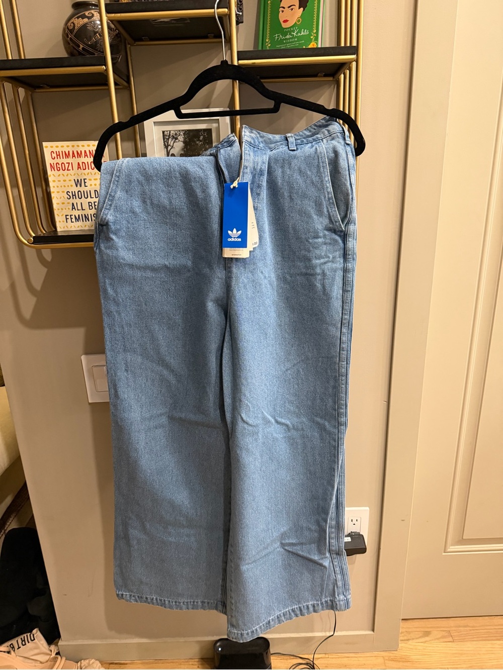adidas KseniaSchnaider Light Blue Wide-Leg Denim Jeans for Women